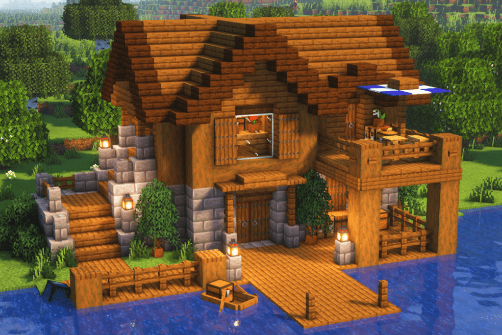 Minecraft Lakeside Spruce House build